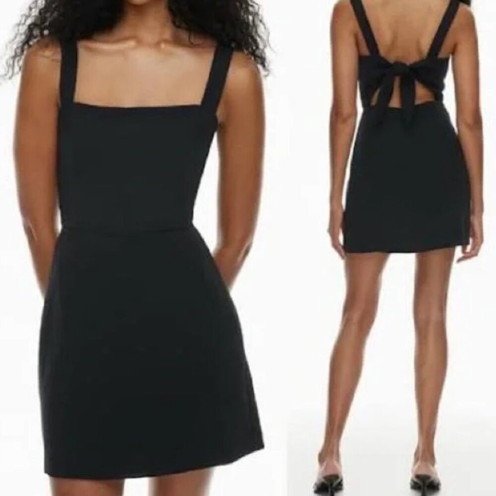 Aritzia NWT Wilfred Aperature Tie-Back Black Noir Mini Dress Size 0